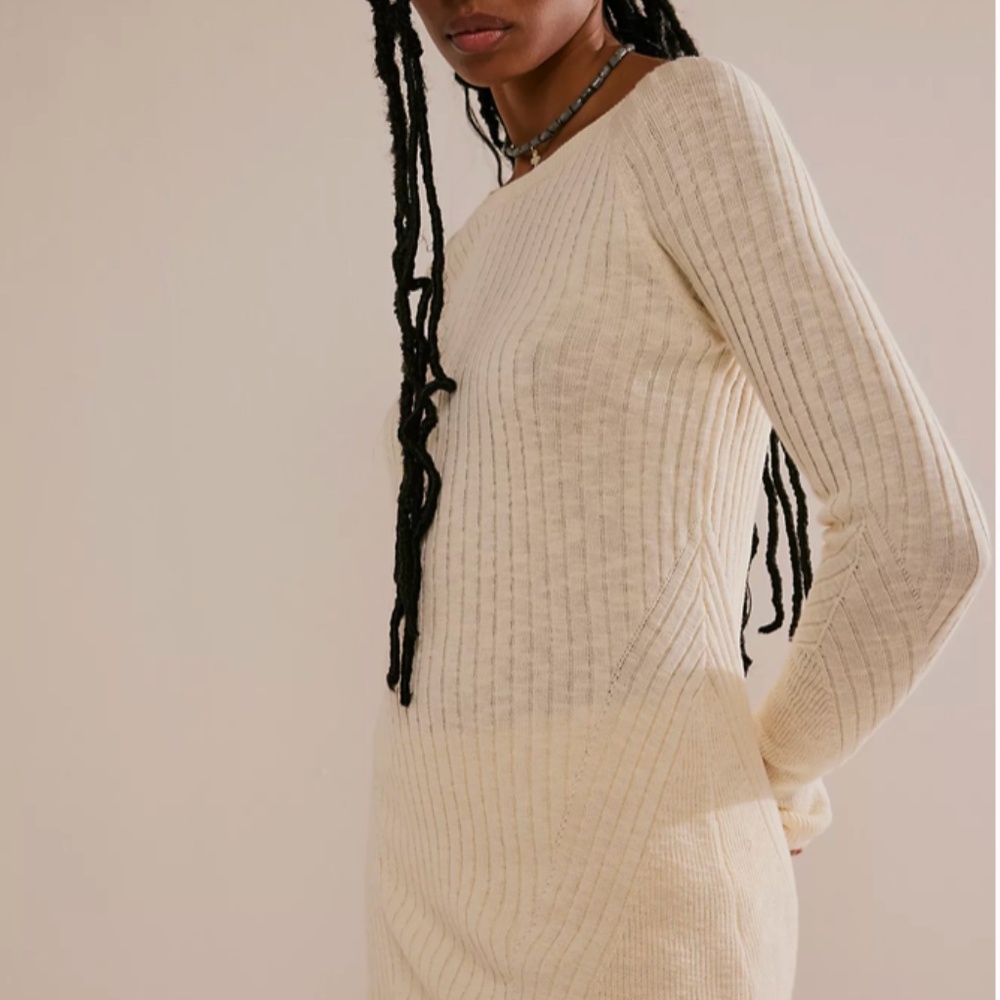 Free People Cream Ribbed Sweater - Picture 3 of 8